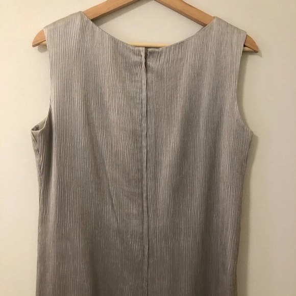 Vintage Silk Luxe Sunny Choi Silver Sheath Sleeveless Dress Ruffle Hem Size 10 - Picture 5 of 9